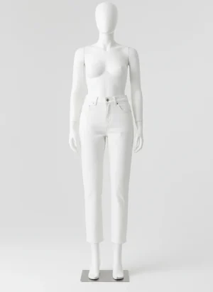 Pantalon léger coton denim slim taille haute décontracté femme - Vue 1 - Pantalon léger