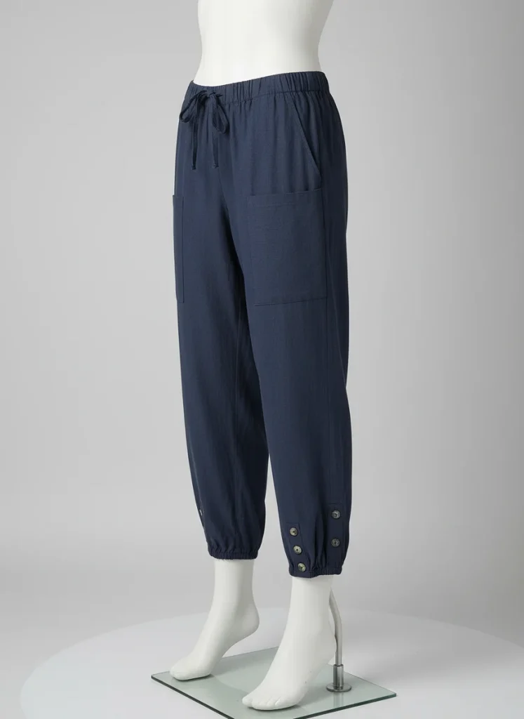 Pantalon léger coton femme taille élastique longueur cheville décontracté - Vue 1 - Pantalon léger