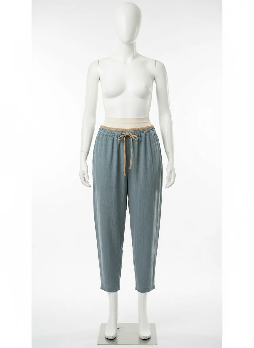 Pantalon léger coton lin ample minimaliste femme - Vue 1 - Pantalon léger