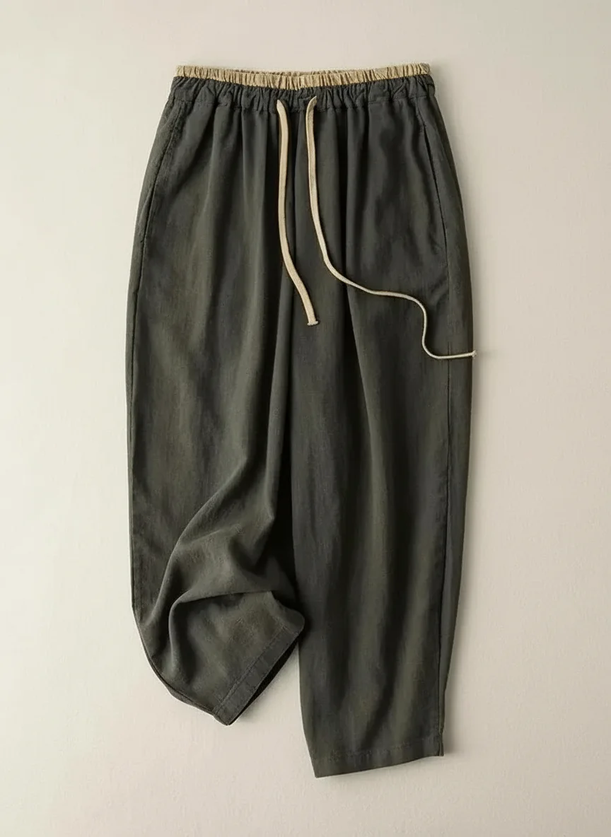 Pantalon léger coton lin ample minimaliste femme - Vue 10 - Pantalon léger