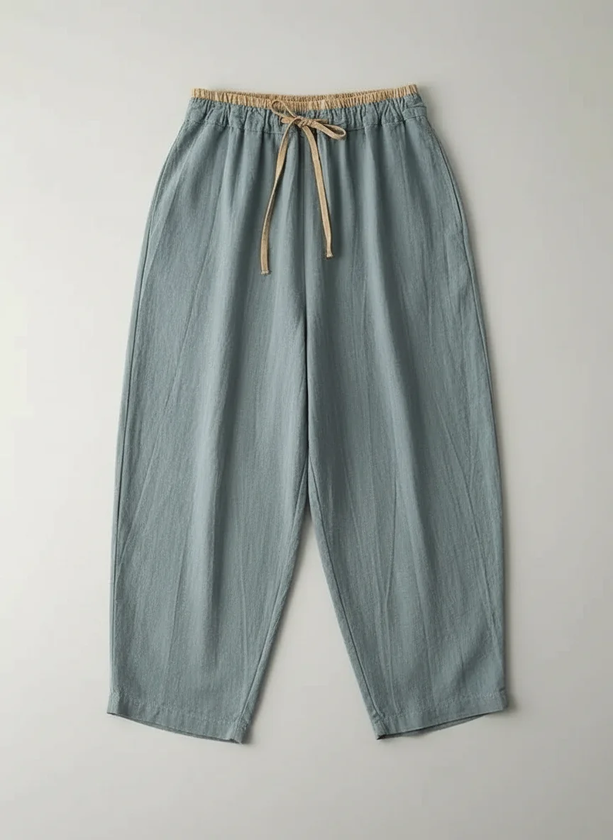 Pantalon léger coton lin ample minimaliste femme - Vue 5 - Pantalon léger