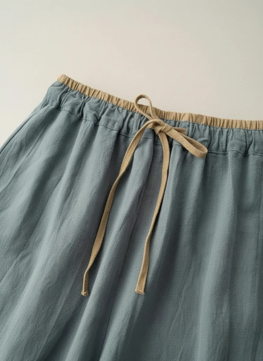 Pantalon léger coton lin ample minimaliste femme - Vue 6 - Pantalon léger