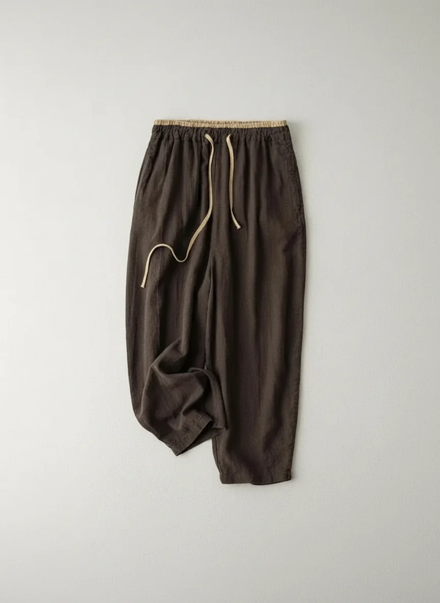 Pantalon léger coton lin ample minimaliste femme - Vue 9 - Pantalon léger