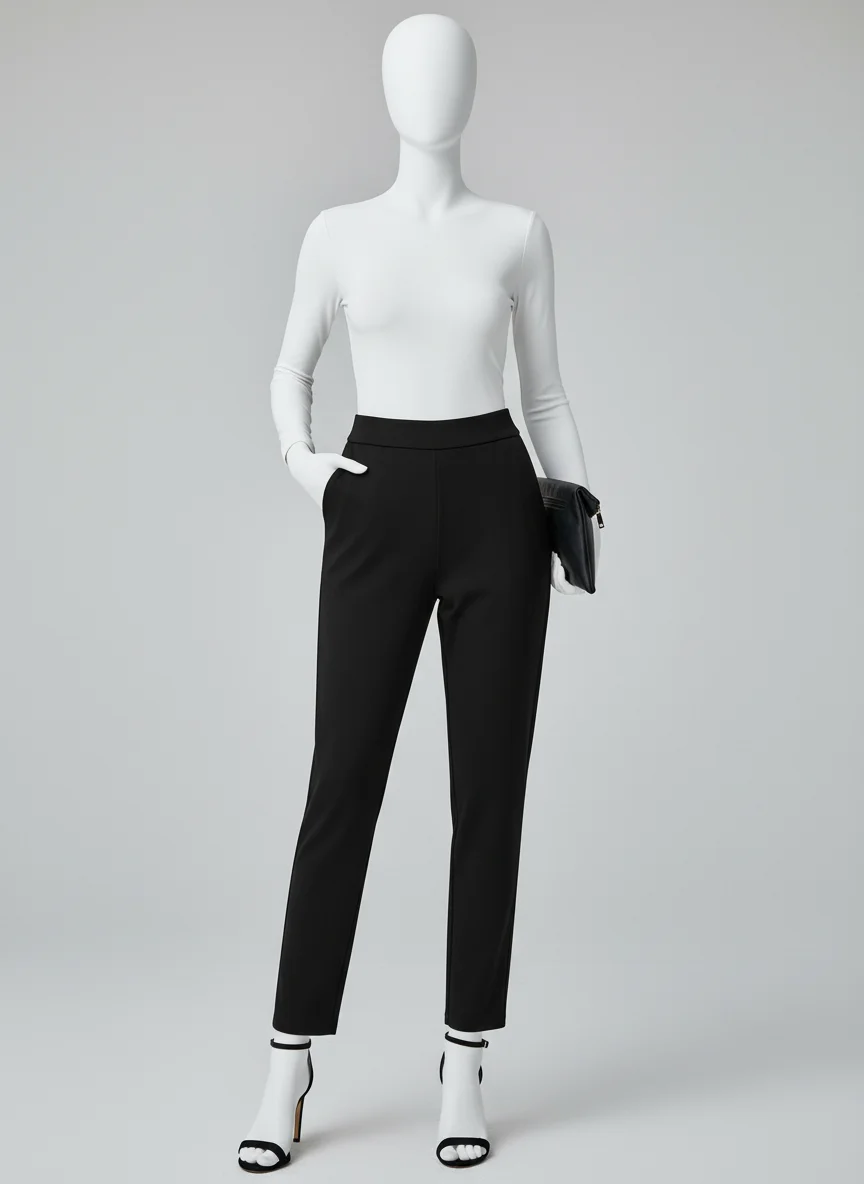 Pantalon léger extensible femme minimaliste bureau chic - Vue 9 - Pantalon léger