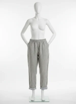 Pantalon léger femme rayures verticales ample décontracté - Vue 1 - Pantalon léger