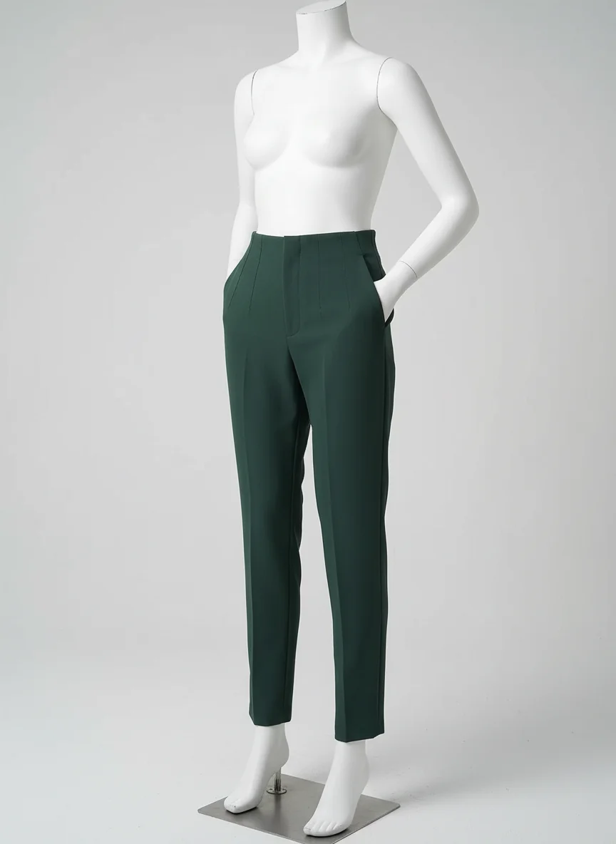 Pantalon léger femme taille haute bureau vintage chic - Vue 2 - Pantalon léger