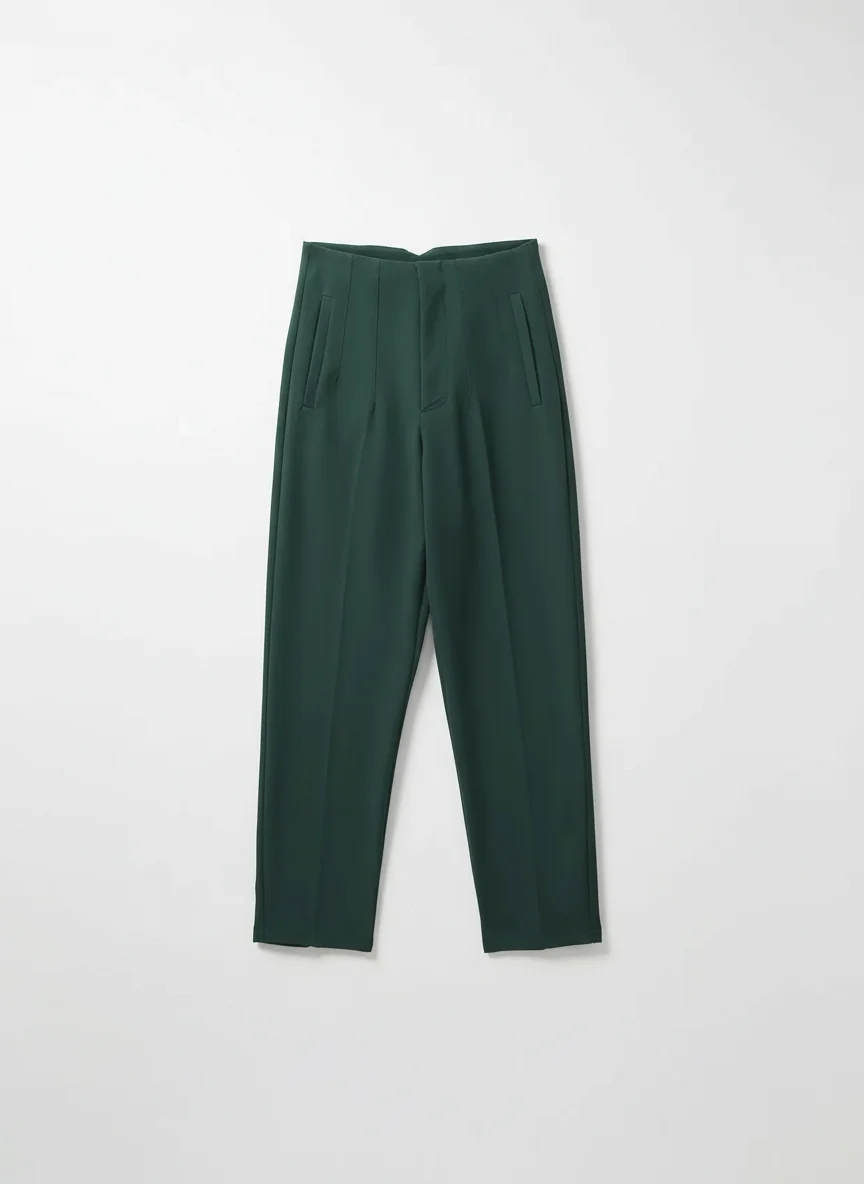 Pantalon léger femme taille haute bureau vintage chic - Vue 4 - Pantalon léger