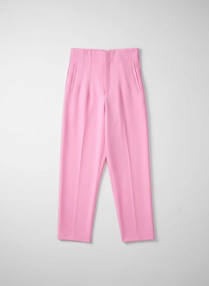 Pantalon léger femme taille haute bureau vintage chic - Vue 5 - Pantalon léger