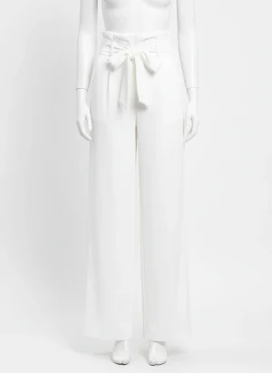 Pantalon léger femme taille haute nœud papillon bureau - Vue 1 - Pantalon léger