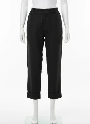 Pantalon léger fibre végétale femme droit court - Vue 1 - Pantalon léger