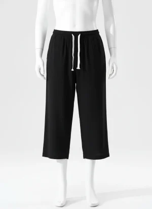 Pantalon léger imitation lin homme court décontracté - Vue 1 - Pantalon léger