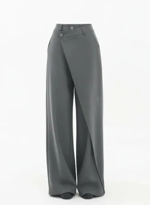Pantalon léger large coupe irrégulière style japonais - Vue 1 - Pantalon léger