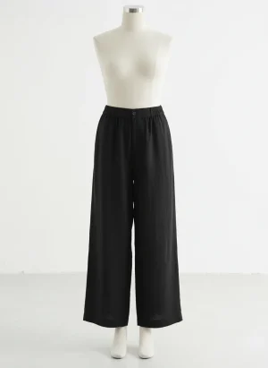 Pantalon léger lin ramie fluide coupe large femme - Vue 1 - Pantalon léger