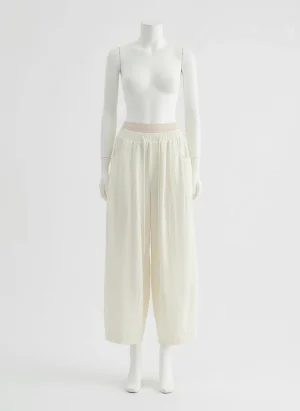 Pantalon léger nylon plissé large coupe cheville femme - Vue 1 - Pantalon léger