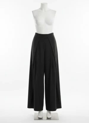 Pantalon léger plissé large bureau élégant femme - Vue 1 - Pantalon léger