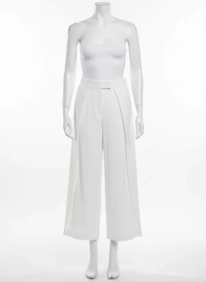 Pantalon léger plissé taille mi-haute chic femme - Vue 1 - Pantalon léger