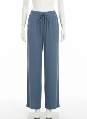 Pantalon léger soie glacée droit cordon femme - Vue 1 - Pantalon léger