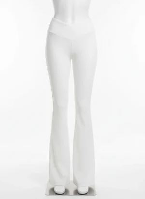 Pantalon léger taille en v évasé extensible femme - Vue 1 - Pantalon léger