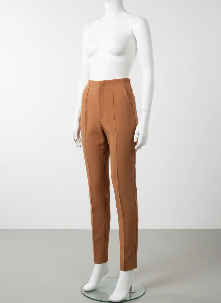 Pantalon léger taille haute vintage chic femme quotidien - Vue 2 - Pantalon léger