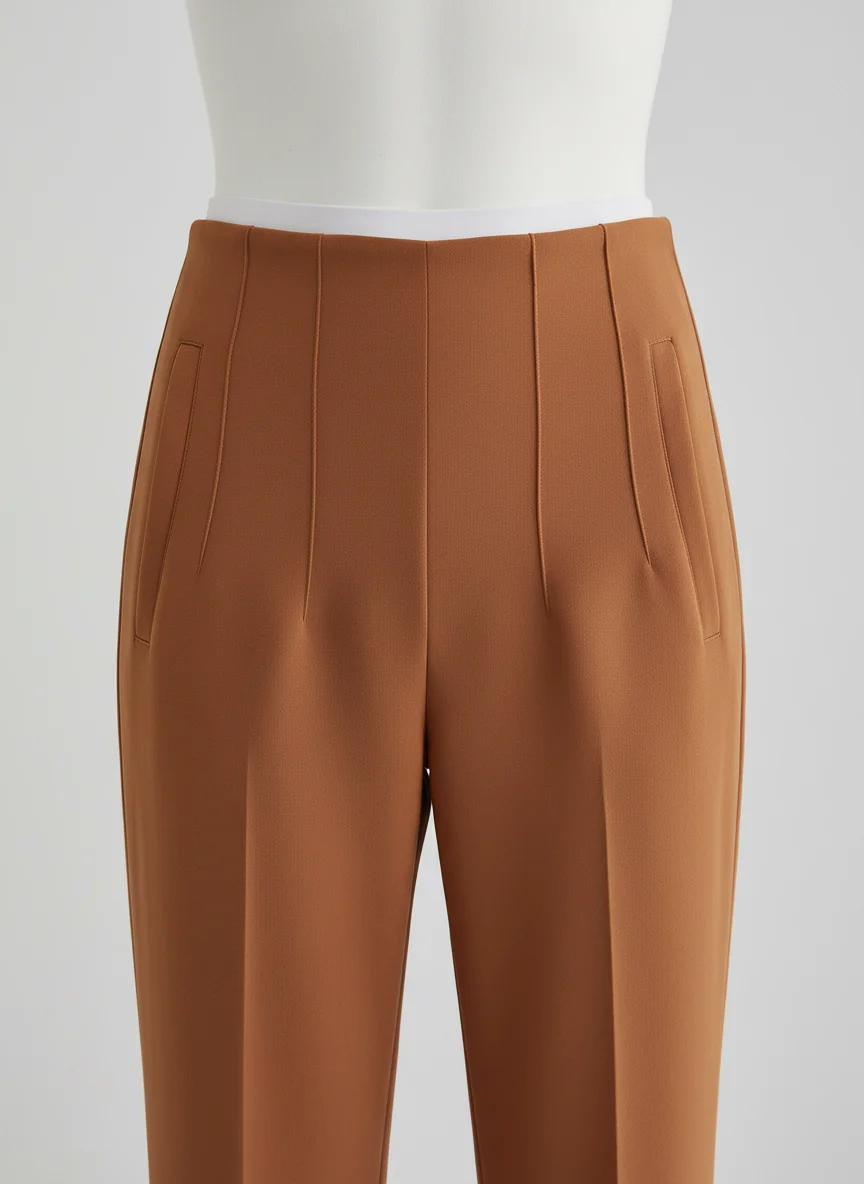 Pantalon léger taille haute vintage chic femme quotidien - Vue 3 - Pantalon léger