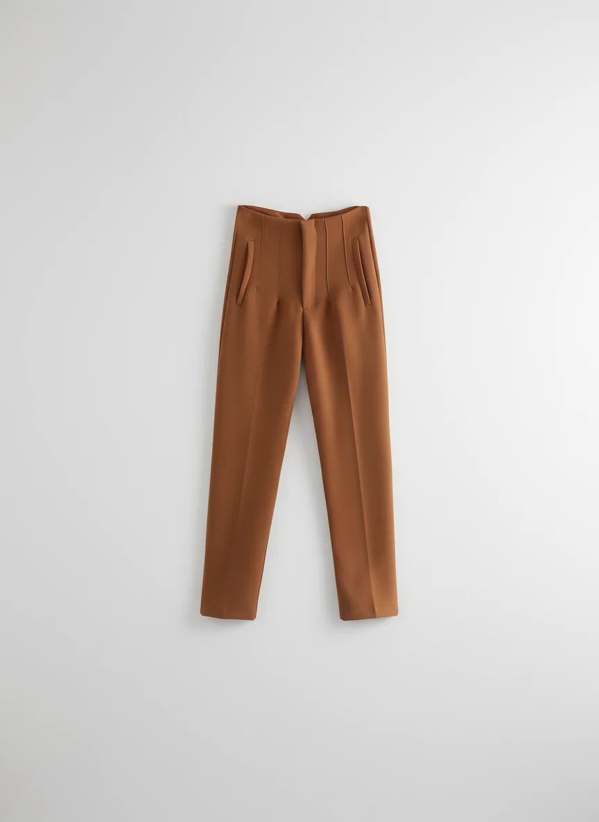 Pantalon léger taille haute vintage chic femme quotidien - Vue 4 - Pantalon léger