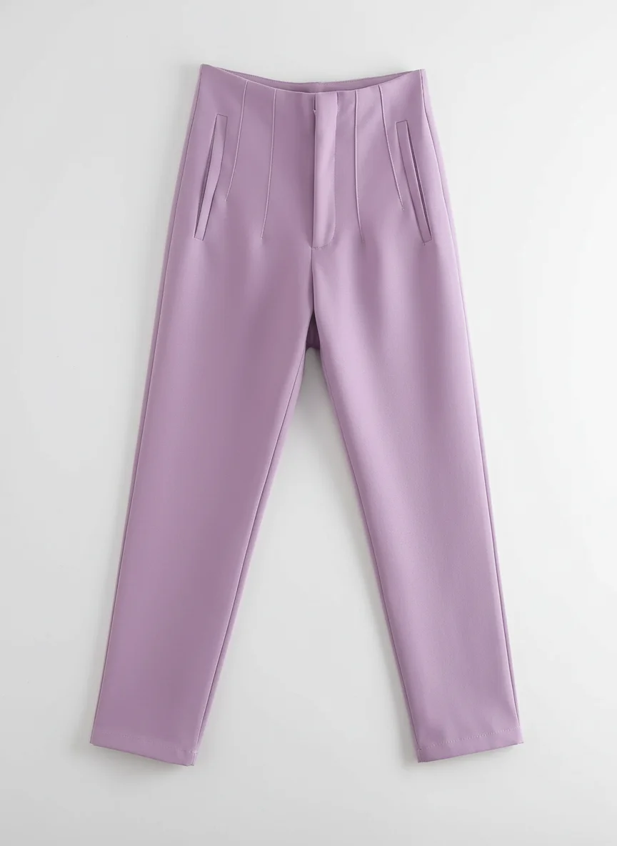 Pantalon léger taille haute vintage chic femme quotidien - Vue 7 - Pantalon léger