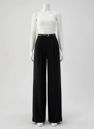 Pantalon léger viscose large taille haute raffiné femme - Vue 1 - Pantalon léger